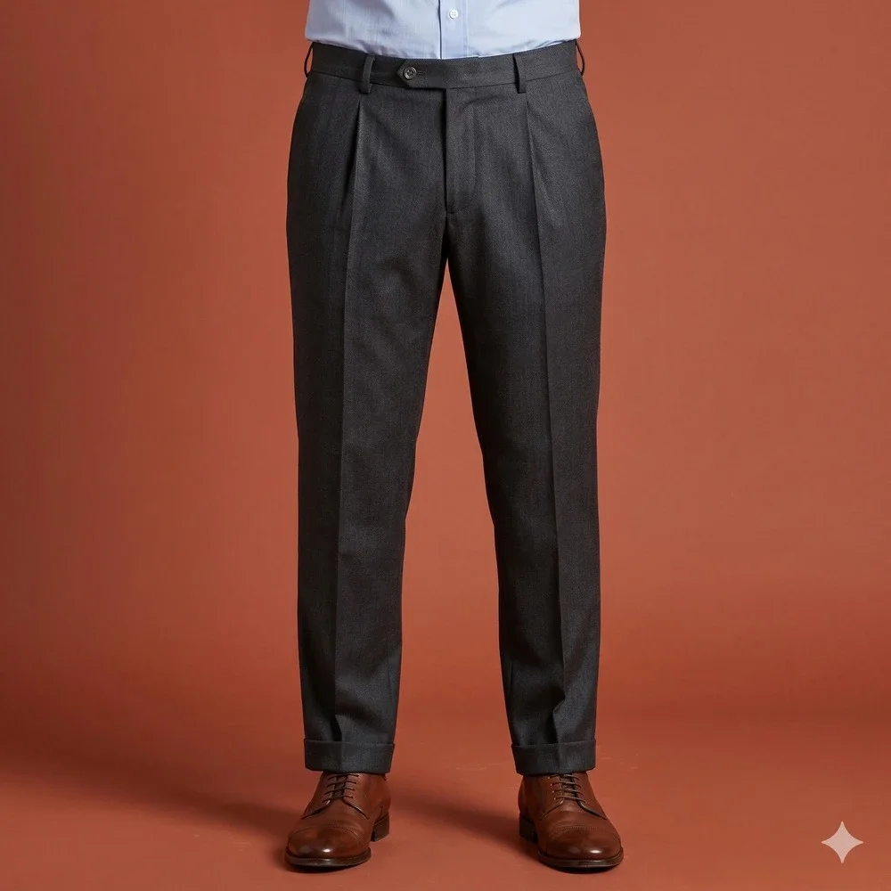 J.B. Britches‎ Nordstrom Dress Pants Men 42x29 Dark Gray Pleated Wool EUC